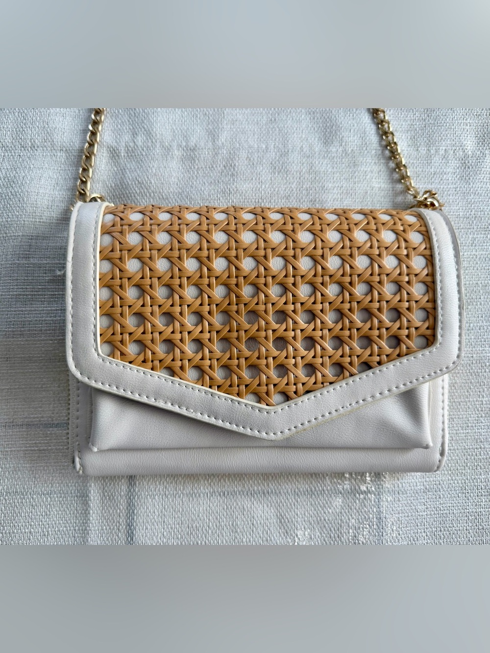 Madison West Rattan Woven Cross Body Bag